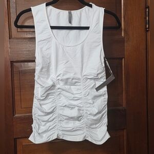 Last Tango White Ruched Tank Top